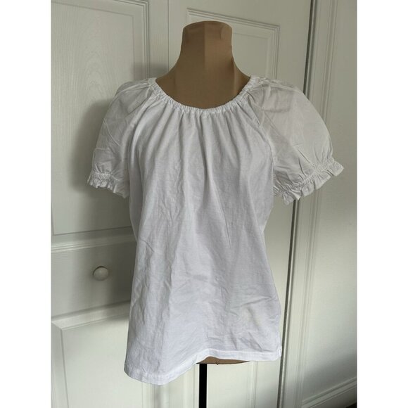 J.Crew Top Womens Short Sleeve Woven Mix Tie-Back Shirt White Size S - Picture 3 of 10